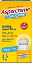 Aspercreme Odor Free Max Strength Lidocaine Pain Relief Liquid avec Roll-On No Mess Applicator, 2,5 oz.