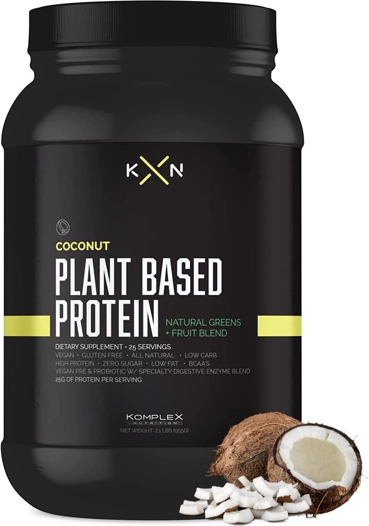 KompleX en poudre de protéines à base de plantes nutritives (25 portions) - Noix de coco naturel, végétalien, sucre zéro, faible teneur en gras, supplément alimentaire non OGM fabriqué à partir de 29 verts et fruits naturels