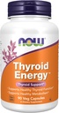 NOW Foods Supplements, Thyroid Energy™, Iodine and Tyrosine plus Selenium, Zinc and Copper, 90 Veg Capsules