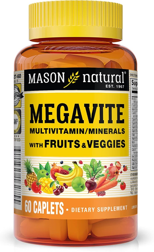 MAISON NATUREL Vitamine Megavite Fruits et légumes Formule minérale, 60 Nombre