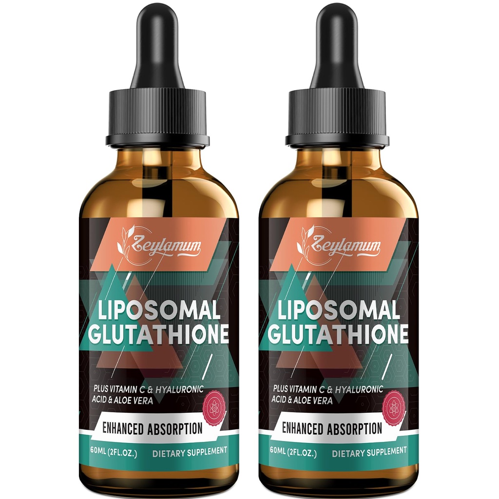 2000MG Glutathion liposomique gouttes liquides, absorption ultra élevée, désintoxication naturelle, système immunitaire et peau Supprot*, L-Glutathion, vitamine C et acide hyaluronique, capsules Alternative, 4,05 OZ