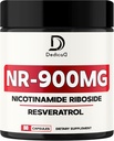 NAD Nicotinamide Riboside Resveratrol 900mg Plus Resveratrol 100MG - Production et restauration cellulaire, Bien vieillir, Vitalité globale - 80 Capsules