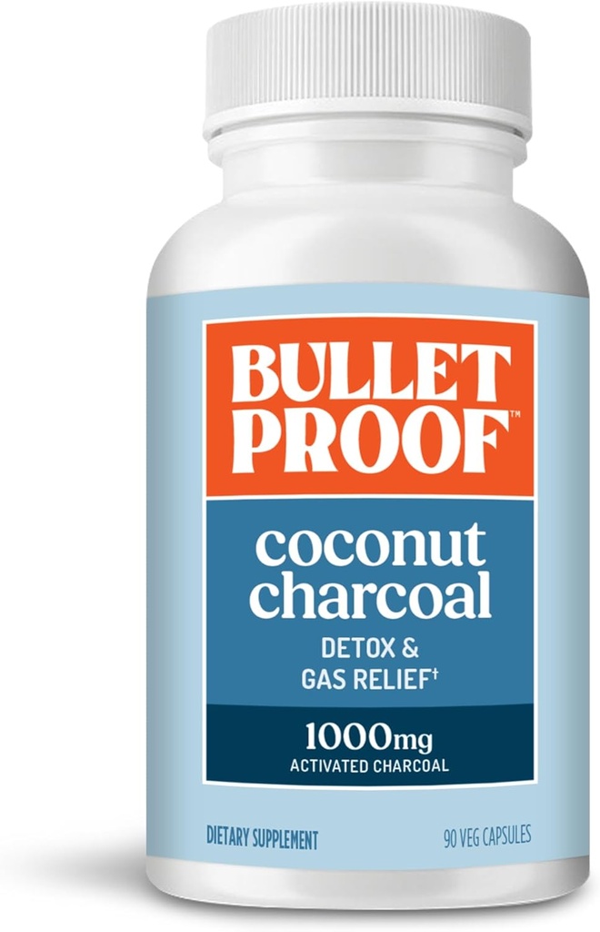 Balletproof Coconut Détox Charcoal et Gas Relief Capsules, 90 Compte, Source de 100% Coconut Shells, Charcoal activé pour le support de botte, Emballage Mai Varier