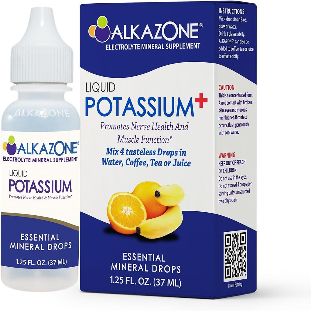 ALKAZONE Liquid Potassium+. Les suppléments liquides ont un taux d'absorption plus rapide.