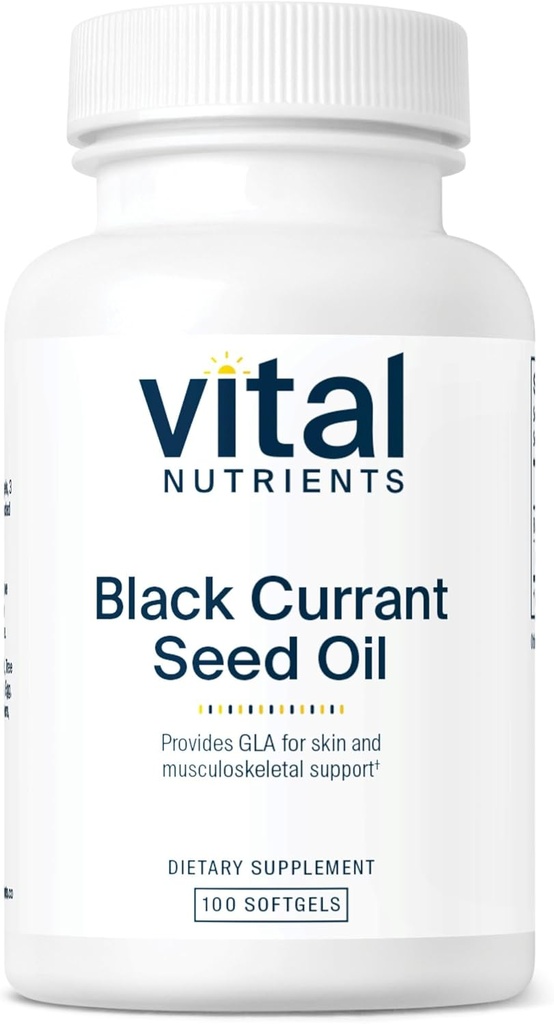 Nutriments vitaux - Huile de graines de Currant Noir - Acides gras essentiels Omega 6 - Contient de l'acide linolénique gamma (ALG) - Support de la fonction du cartilage, du joint et du nerf - 100 Softgels par bouteille