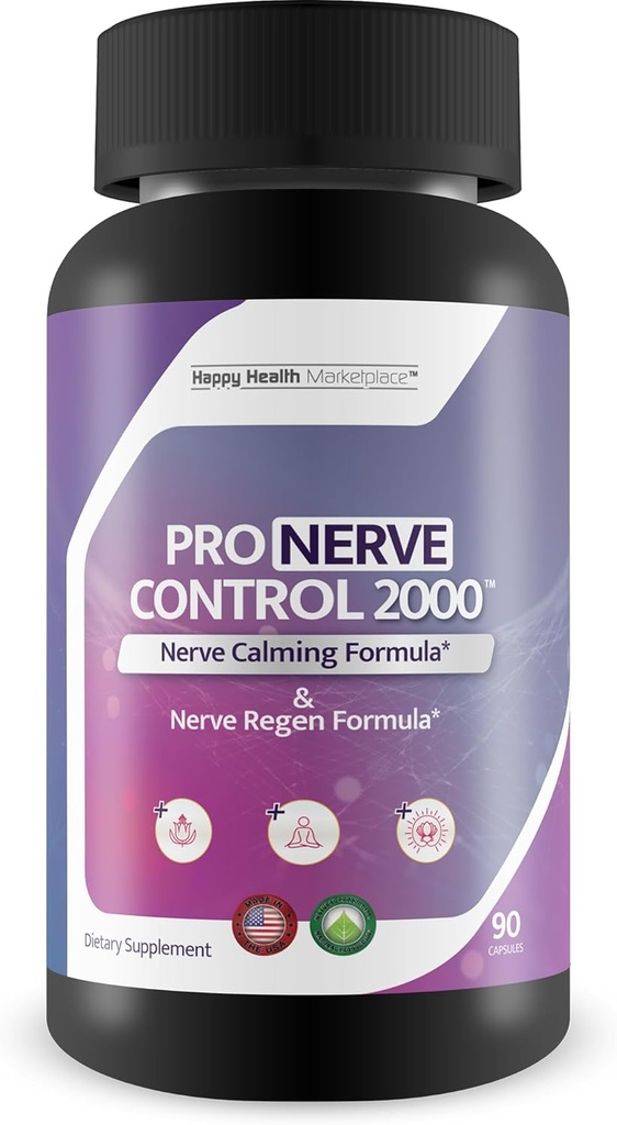 Pro Nerve Control 2000 - Nerve Support Supplement - Promote Healthy Nerve Control & Nerve Function with Nerve Support Vitamins & Antioxidants - Nerve Pain Supplements for Nerve Health Support