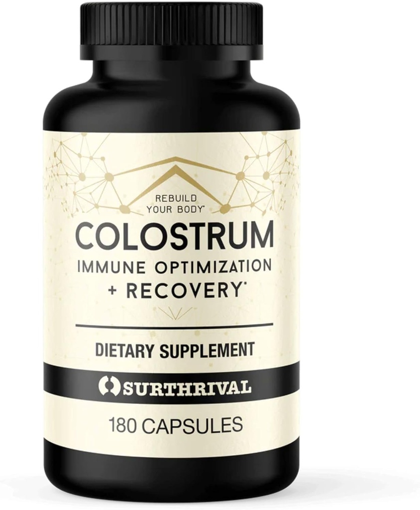 Surthrival: Colostrum capsules en poudre (180 comte), Immune Optimisation et récupération, complément alimentaire, Gut Health, Immune Support, Keto Friendly