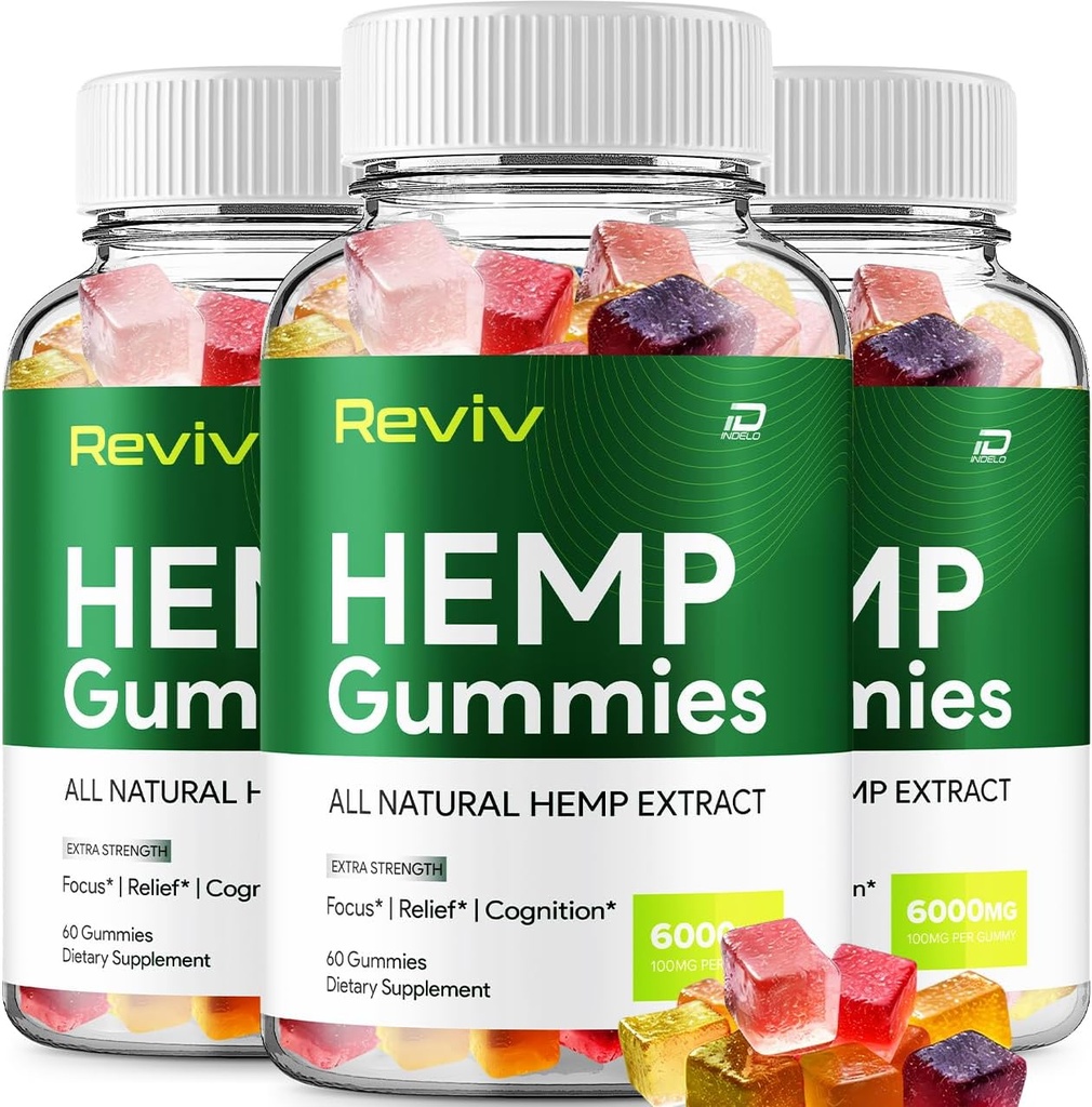 Reviv Hemp - avec extrait de graine de chanvre RevivHemp Gommies Acouphène supplément à base de plantes, soutien de la santé et du bien-être, tout naturel Reviv Gommy (3 Pack - 180 Gommies)