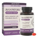 Omega Max w/LYSOVETA LPC EPA & DHA Suppléments pour la santé du cerveau et de la rétine Focus, attention, mémoire, humeur et vision 6X Absorption plus élevée que l'huile de poisson