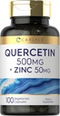 Carlyle Quercetin 500mg Capsules avec 50mg de Zinc. 100 Count.