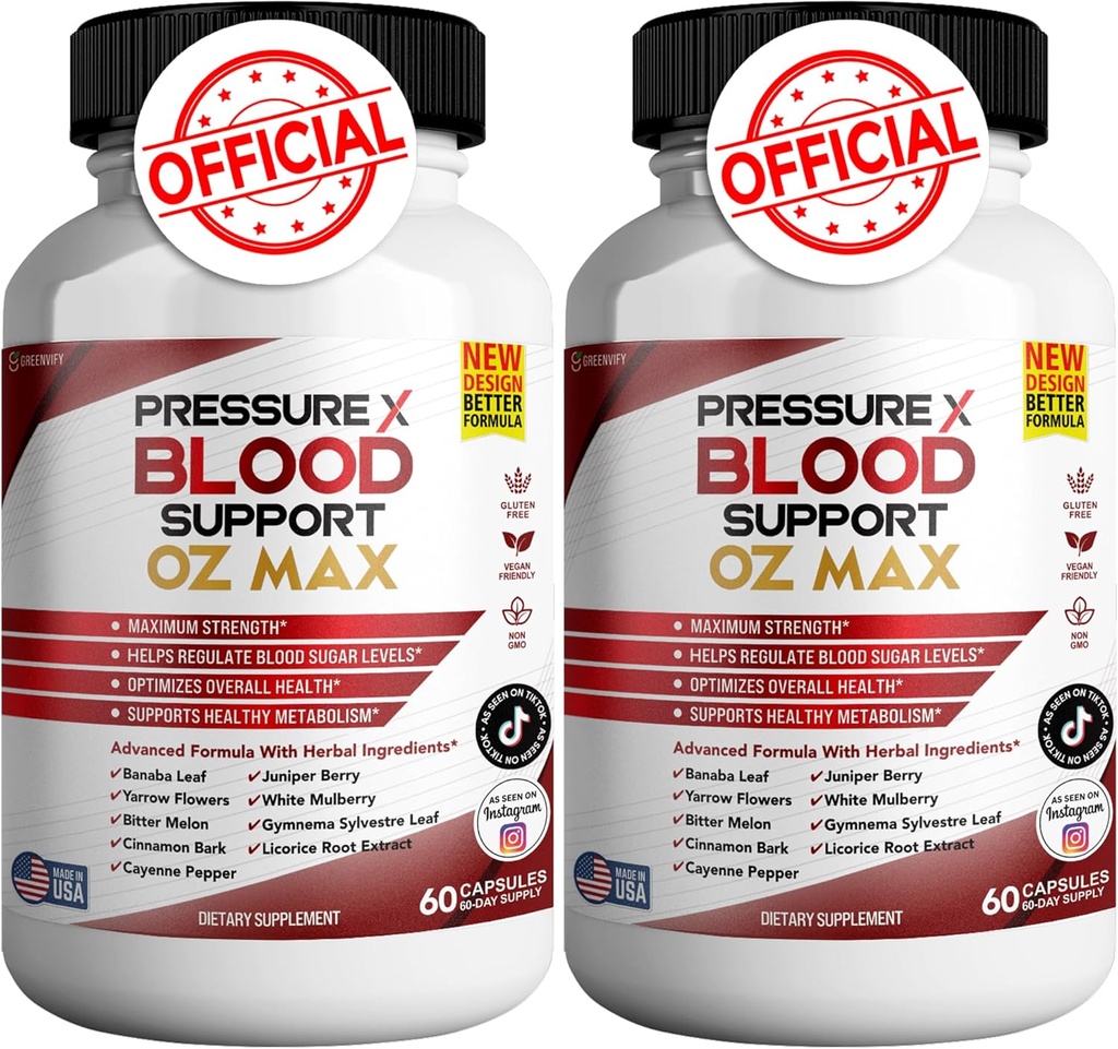 Pression X Blood Support OZ Max Blood Support Supplement - Advanced Formula PressureX Advanced Support Supplement, Pressure X Maximum Strength Reviews (2 Pack - 120 Capsules)