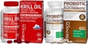 Bronson Probiotique 50 milliards CFU + Prébiotique avec des polyphénols de pomme et des fruits d'ananas Extrac Huile de krill de l'Antarctique 1000 mg avec Oméga-3s EPA DHA