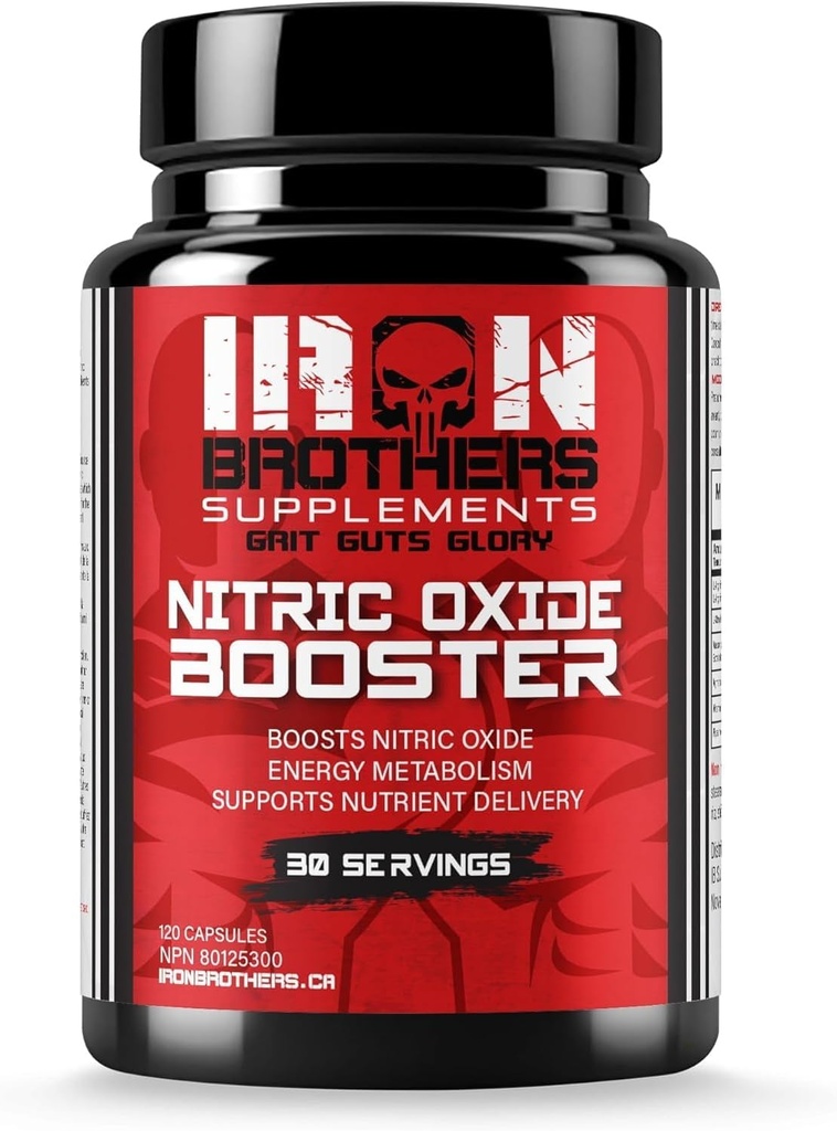 Iron Brothers Supplements Nitric Oxide Booster | Extra Strength Pumps Supplements | Pre-Workout with L-Arginine | Maximum Blood Flow & Vascularity | Increase Muscle Pumps, Energy & Endurance - 30 days