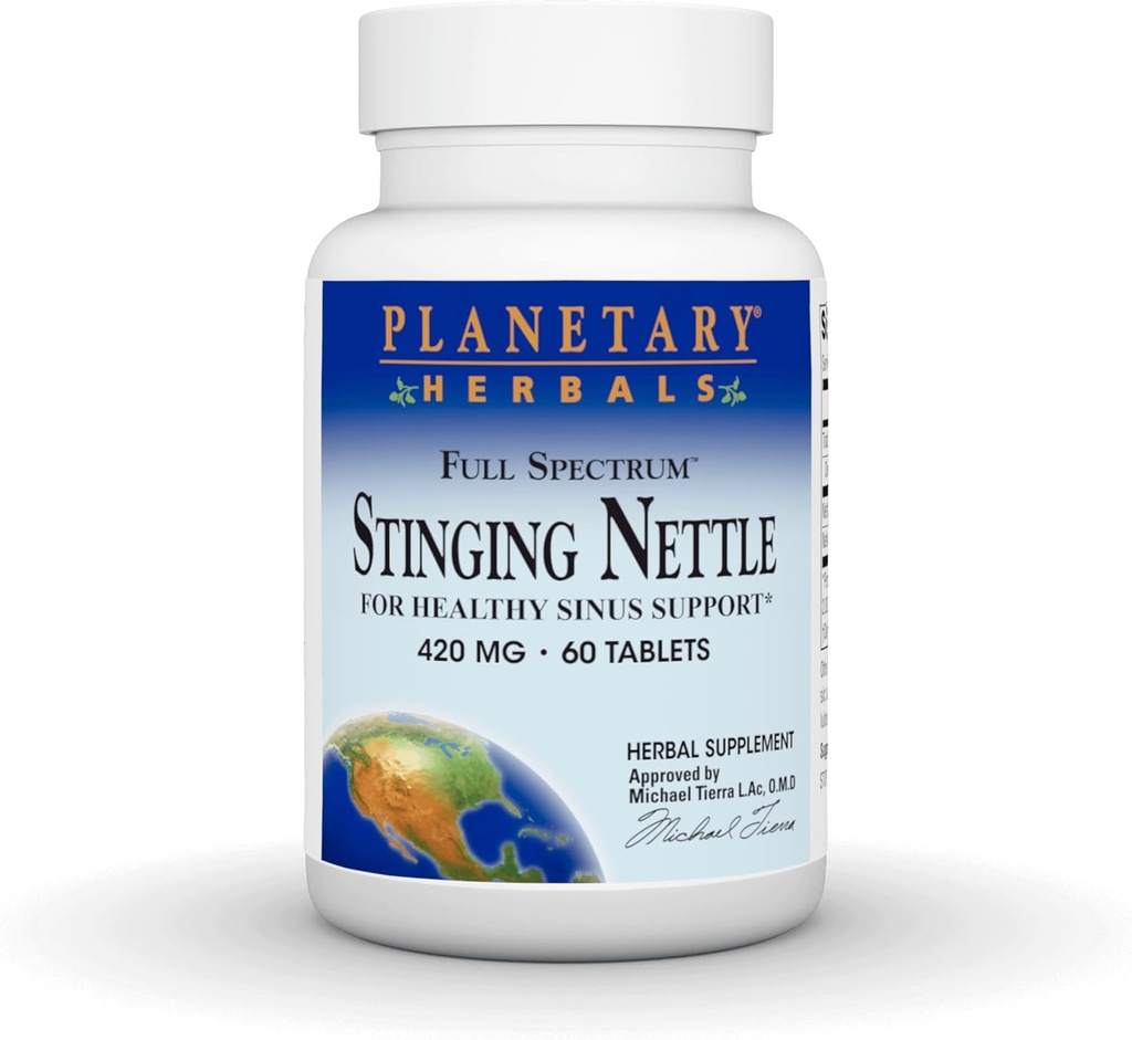 Herbals Planétaires Sting Nettles Full Spectrum, pour un soutien en sinus sain* 420mg - 60 comprimés