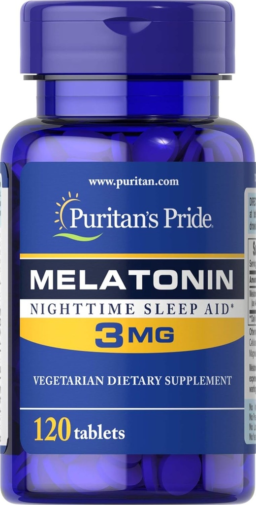 Puritans Pride Melatonin 3 Mg Comprimés, 120 Nombre