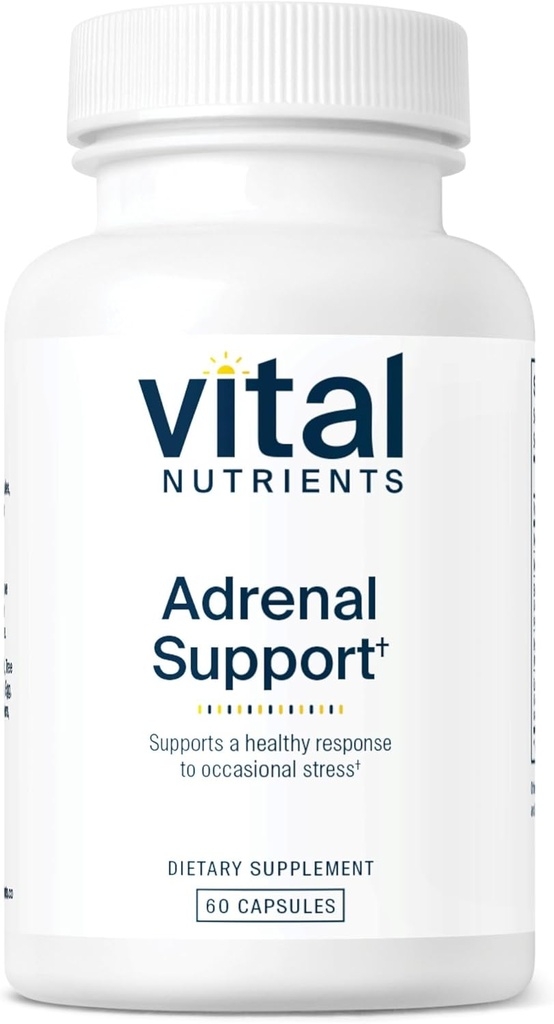 Nutriments vitaux Soutien adrénal , Suppléments de soutien adrénal pour la fonction Gland et la gestion du cortisol , supporte les niveaux d'énergie et de stress , Gluten, lait, sans soja 60 capsules