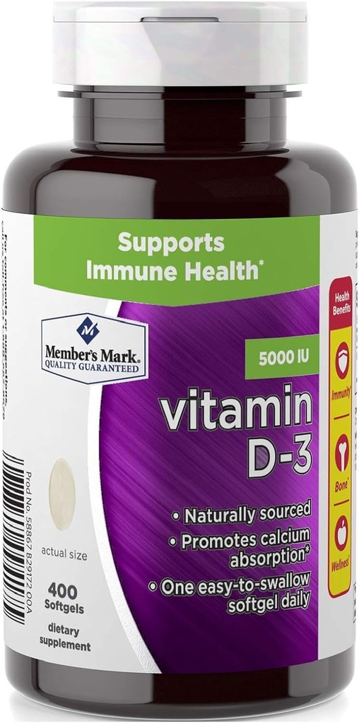 Mark de Birsppy Membre Vitamine D-3 5000 UI Complément alimentaire (400 Nombre)