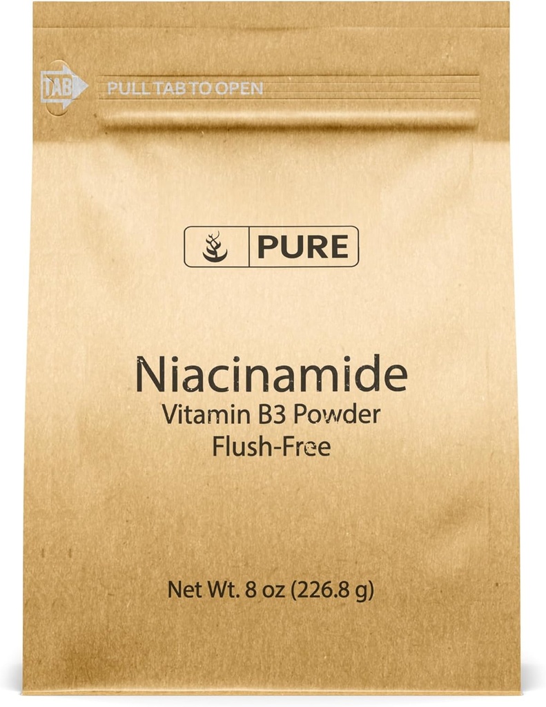 PURE INGREDIENTS ORIGINAUX Niacinamide (8oz) Poudre de vitamine B3 sans fluide, supplément alimentaire