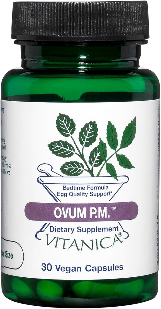 Vitanica Ovum P.M. - Soutien de la qualité des oeufs avec vitamine D3, acide alpha lipoïque et mélatonine - fonctionne mieux avec Ovum A.M. - supplément alimentaire à base de plantes pour la santé des femmes - Pro Logo - 30 capsules végétaliennes
