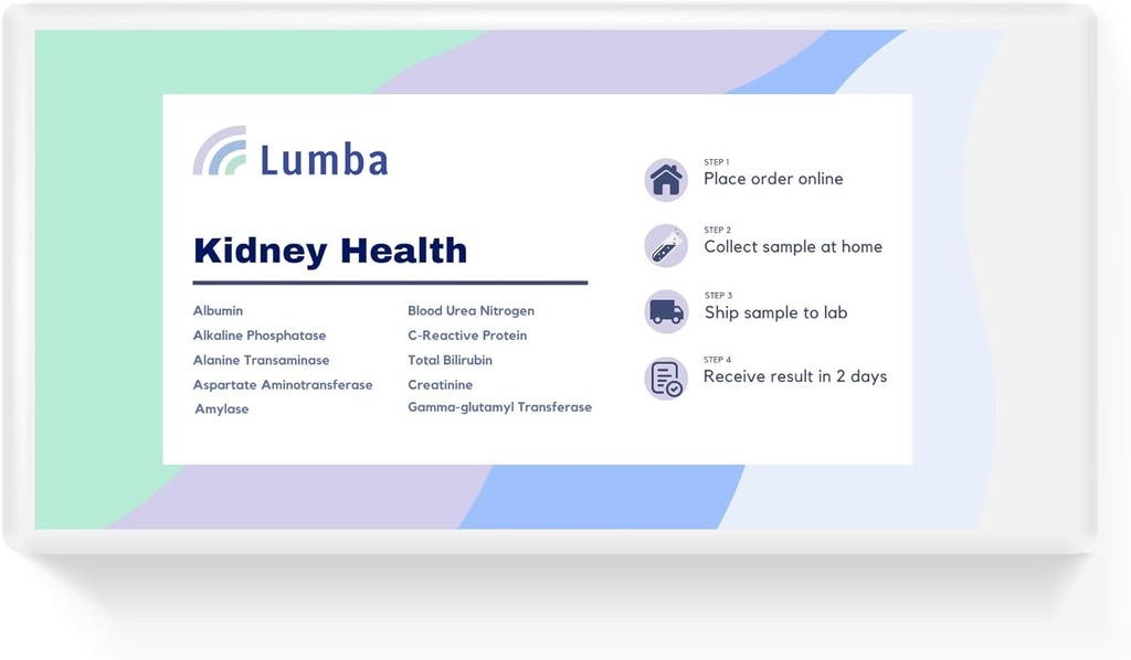 Kidney Health | at-Home Kit to Evaluate 10 Essential Kidney Biomarkers and Key Enzymes | CLIA Certified Labs | Online Results in 2 Days