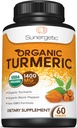 Supplément curcuma biologique certifié USDA – Comprend le curcuma biologique et le poivre noir biologique – 1 400mg de curcuma par service - 60 Nombre (paquet de 1)