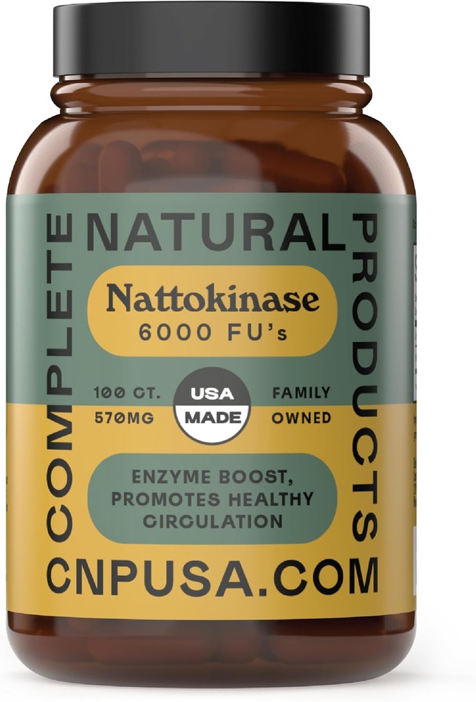 Produits naturels complets Capsules de Nattokinase - 100 Compte 570Mg 6000Fu'S, soutenir la circulation saine, enzymes de Natto, sans gluten, enzymes de soja pur, végétalien, non-OGM