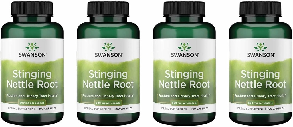 Swanson Stinging Nettle Root (Urtica Dioica) - Supplément à base de plantes - (100 gélules, 500 mg) (4 boîtes)