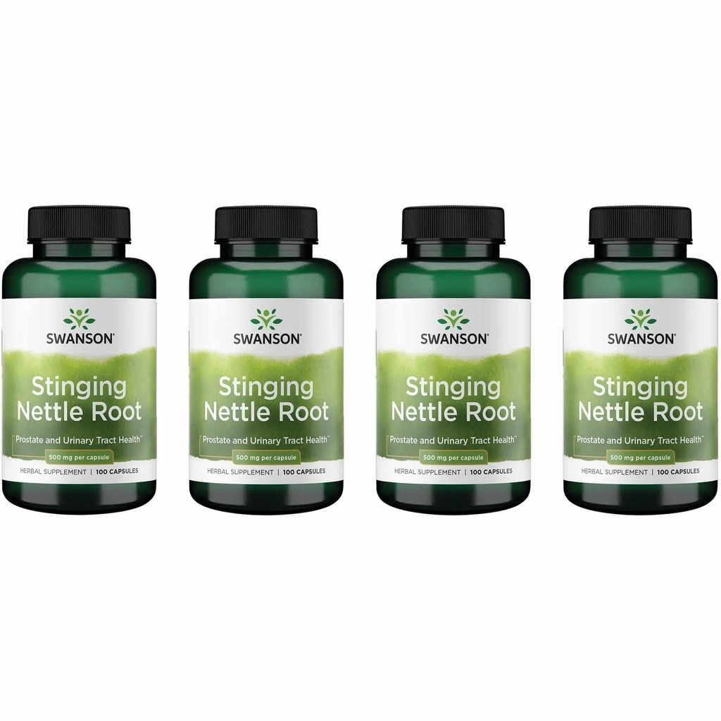 Swanson Stinging Nettle Root (Urtica Dioica) - Supplément à base de plantes - (100 gélules, 500 mg) (4 boîtes)