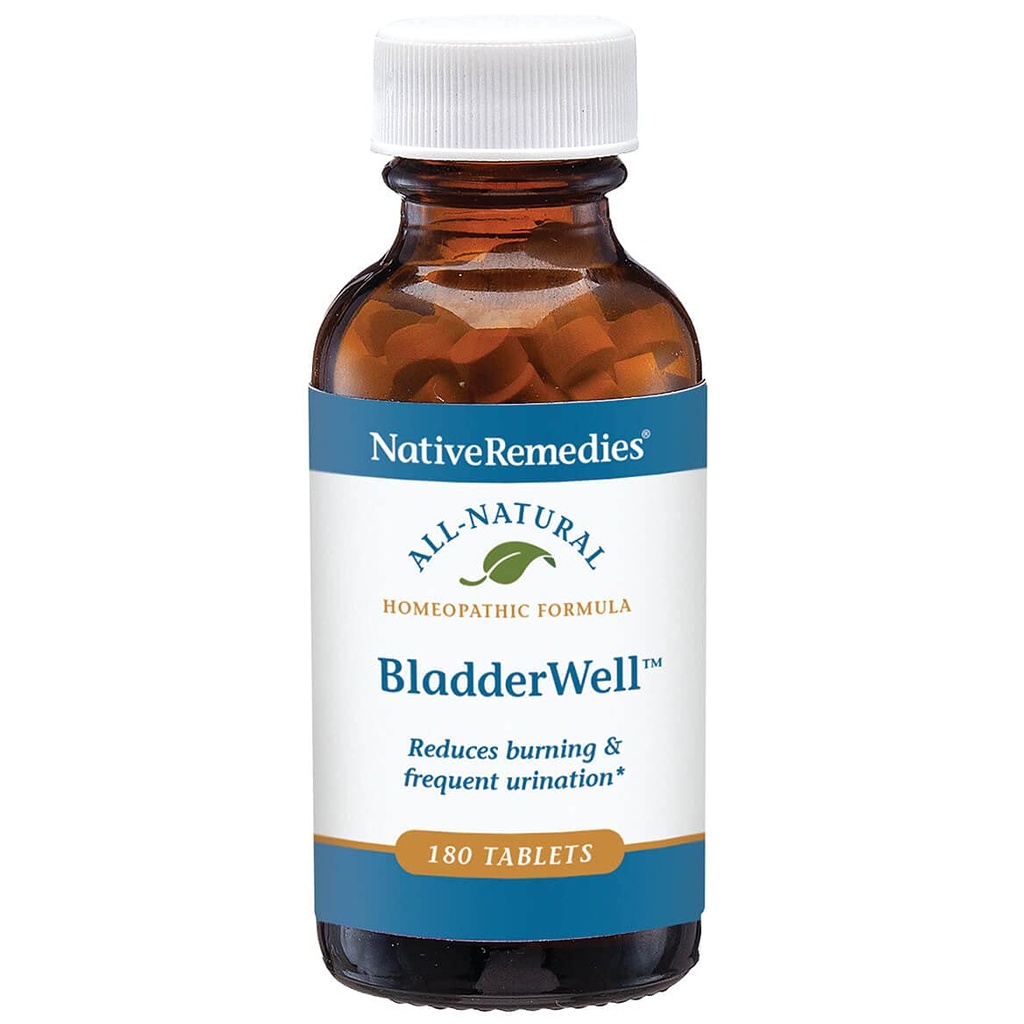 Remèdes autochtones Comprimés BladderWell - Formule homéopathique naturelle pour la brûlure et l'urine fréquente - Soutient la santé Bladder - 180 comprimés