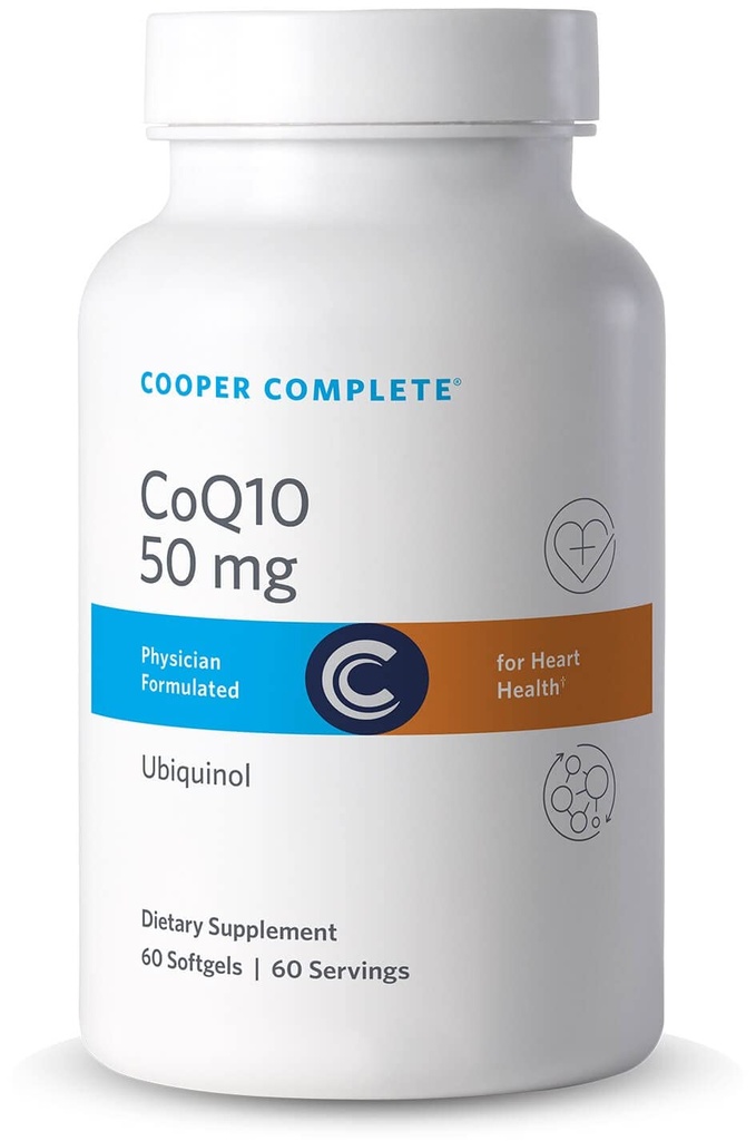 Cooper Complete - CoQ10 50 mg - CoEnzyme10 Supplément Ubiquinol - 60 Softgels par bouteille. Boîte de 2