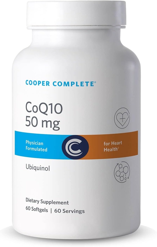 Cooper Complete - CoQ10 50 mg - CoEnzyme10 Supplément Ubiquinol - 60 Softgels par bouteille. Boîte de 2