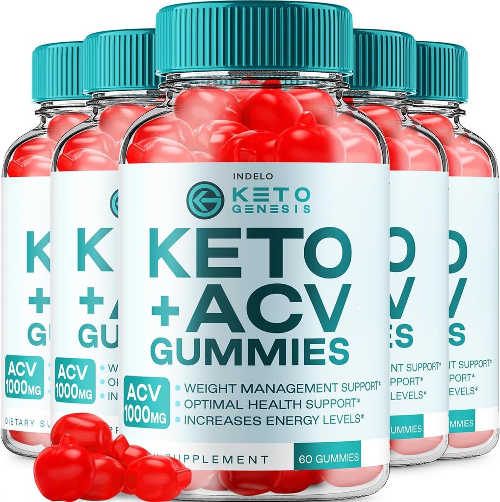 (5 Pack) Keto Genesis Gummies ACV Gummies avancés 1000mg, Genesis Keto + ACV Gestion du poids Gummies vinaigre de cidre de pomme Genesis Gummies Supplément alimentaire Genesis Gummies Avis (300 Gummies)