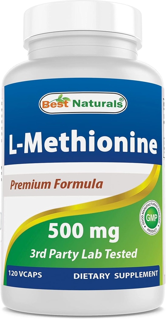 Best Naturals L-Méthionine 500 mg 120 Capsules de Veggie