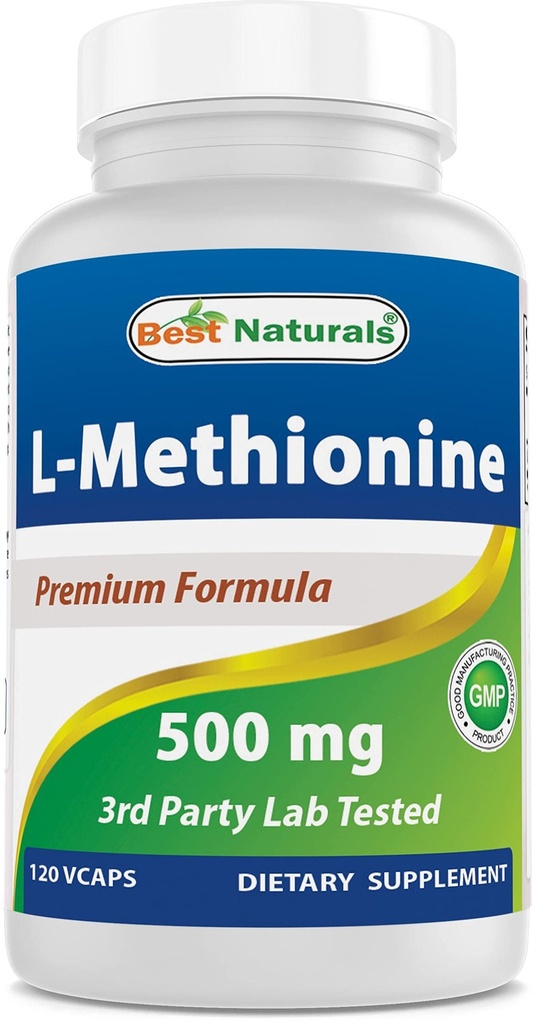 Best Naturals L-Méthionine 500 mg 120 Capsules de Veggie