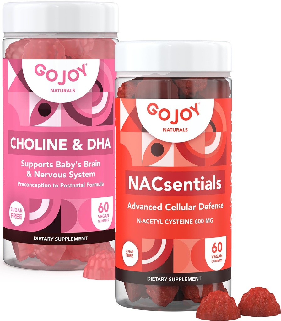 NAC 600mg + Ensemble de gommes Choline et DHA - Soutien nutritionnel pour le bien-être quotidien