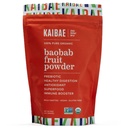 KAIBAE Premium poudre biologique Baobab I santé prébiotique Gut, jeûne intermittent, immunité, hydratation, vitamine C, polyphénols, minéraux, supplément de fibre de 8 oz.