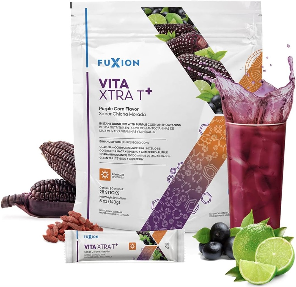 FuXion Health Care for Bodybuilding-Fuxion Vita Xtra T, boisson naturelle de caféine, toutes les herbes et fruits naturels pour l'énergie naturelle (Vita Xtra T, 28 bâtons)