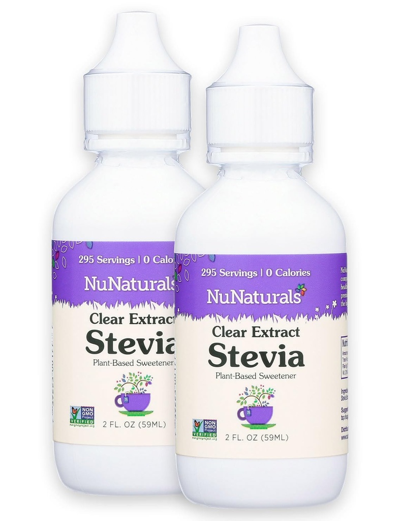 NuNaturals Clear Extract NuStevia, édulcorant à base végétale, 2 oz, 2 pack, plastique