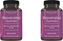 Réserve Beauté- Résvératrol Gommies 100 mg, Supplément antioxydant pour la santé cardiaque, Supplément antioxydant soutient le vieillissement en santé, Vegan - 2 Pack