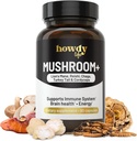 Lions Mane Supplément Capsules - Supplément de Champignon Brain Booster avec Reishi, Chaga, Cordyceps et Turkey Tail Poudre de Champignon - Supplément Nootropique et Énergie pour Mémoire et Focus