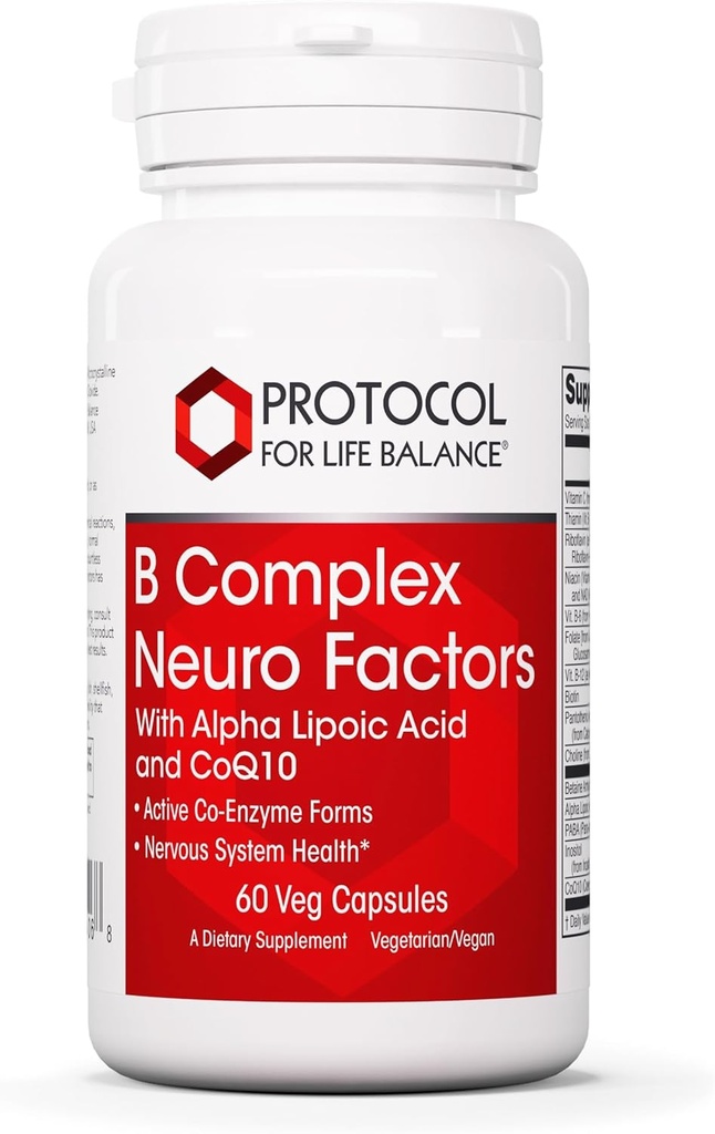 PROTOCOLE POUR LA BALANCE VIE B Facteurs neurocomplexes - avec vitamine C, acide alpha-lipoïque, CoQ10 et plus - 60 capsules de légumes