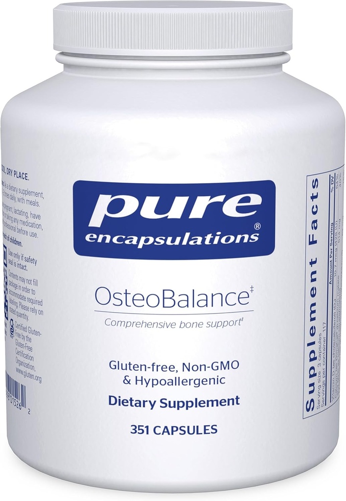 Encapsulations pures OstéoBalance: Supplément hypoallergénique pour favoriser l'absorption du calcium et améliorer la minéralisation saine des os*