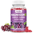 Gommies de magnésium pour les enfants - Glycinat de magnésium, Citrate, Prébiotique, Zinc - Enfants et adultes Complexe de magnésium Gommies calmes pour Nerve Bone & Santé musculaire pour les enfants Bien-être, Flaveur de raisin végétalien 60 Comte