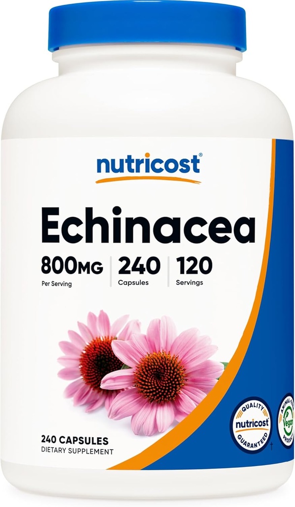 Nutricost Echinacea 800mg, 240 Capsules - Vegetarian Caps, Non GMO, Gluten Free, 120 Servings