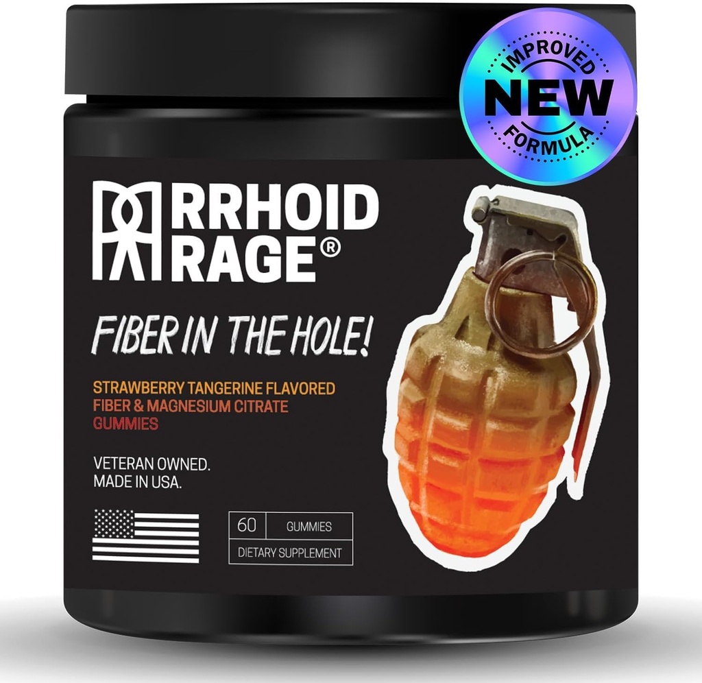 Gommies de fibre et de magnésium, fabriqués aux États-Unis, soutient la santé digestive, soulage la constipation, aide à prévenir les hémorroïdes, a à la fois la fibre soluble et soluble, 60 ct (1)