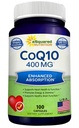 aSquared Nutrition CoQ10 (400mg Max Strength, 100 Capsules de Véggie) - Poudre de Coenzyme Q10 à haute absorption - Pilules de supplément d'Ubiquinone, Comprimés de vitamine Coq 10 400 mg