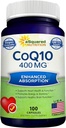 aSquared Nutrition CoQ10 (400mg Max Strength, 100 Capsules de Véggie) - Poudre de Coenzyme Q10 à haute absorption - Pilules de supplément d'Ubiquinone, Comprimés de vitamine Coq 10 400 mg