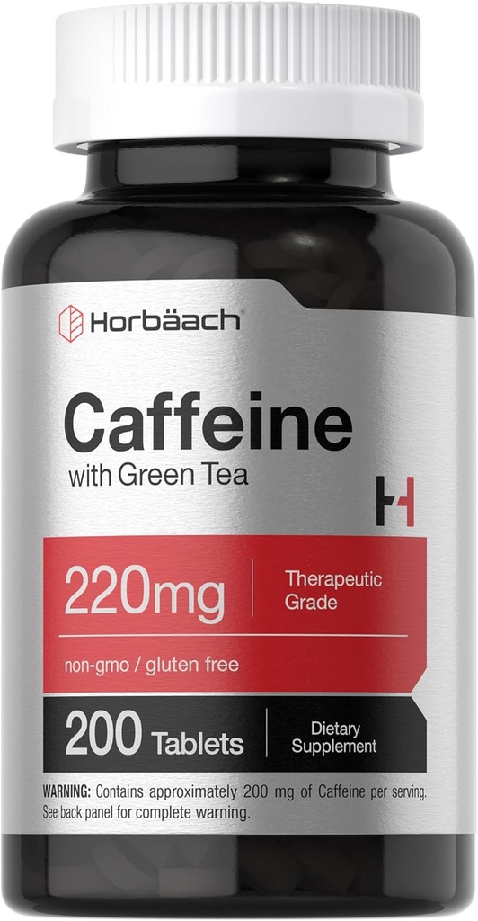 Pilules de caféine Horbäach 200mg avec thé vert 200 comprimés