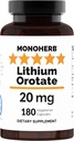 MONOHERB Orotate de lithium 20 mg de lithium élémentaire par gélule - 180 capsules végétariennes