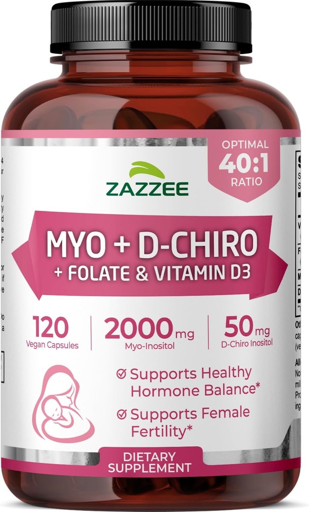 Myo and D-Chiro Inositol Supplement for Women - Fertility Supplement for Women with Ideal 40:1 Ratio Myo & D-Chiro Inositol D3 & Methylfolate Ovarian Support Vitamins - ISO Lab Tested (30 Servings)